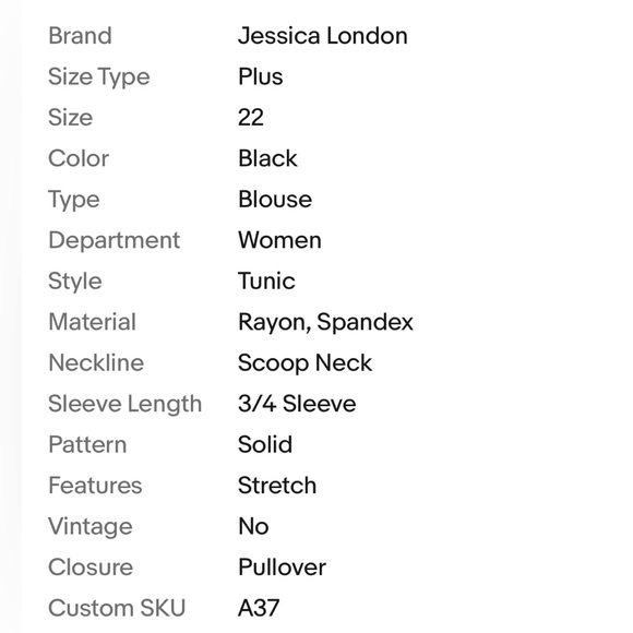 New Jessica London Womens Asymmetrical Blouse Size 22/24 Black Stretch Top - Picture 6 of 6